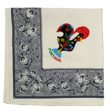 Load image into Gallery viewer, 100% Cotton Blue Floral Good Luck Rooster, 28&quot; Square Tablecloth
