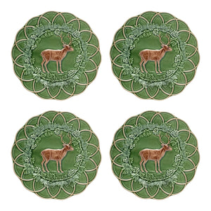 Bordallo Pinheiro Woods Deer Snack Plate, Set of 4