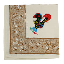 Load image into Gallery viewer, 100% Cotton Brown Floral Good Luck Rooster, 28&quot; Square Tablecloth

