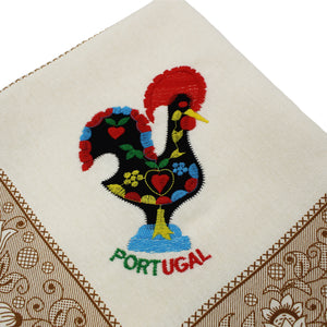 100% Cotton Brown Floral Good Luck Rooster, 28" Square Tablecloth