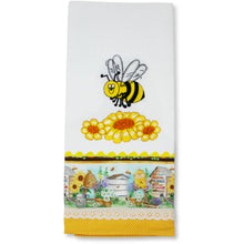 Load image into Gallery viewer, 100% Cotton Decorative Kitchen Dish Towel with Border - Made in Portugal - Bumble Bee
