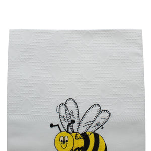 100% Cotton Decorative Kitchen Dish Towel with Border - Made in Portugal - Bumble Bee