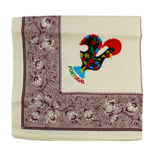 Load image into Gallery viewer, 100% Cotton Floral Burgundy Good Luck Rooster, 28&quot; Square Tablecloth
