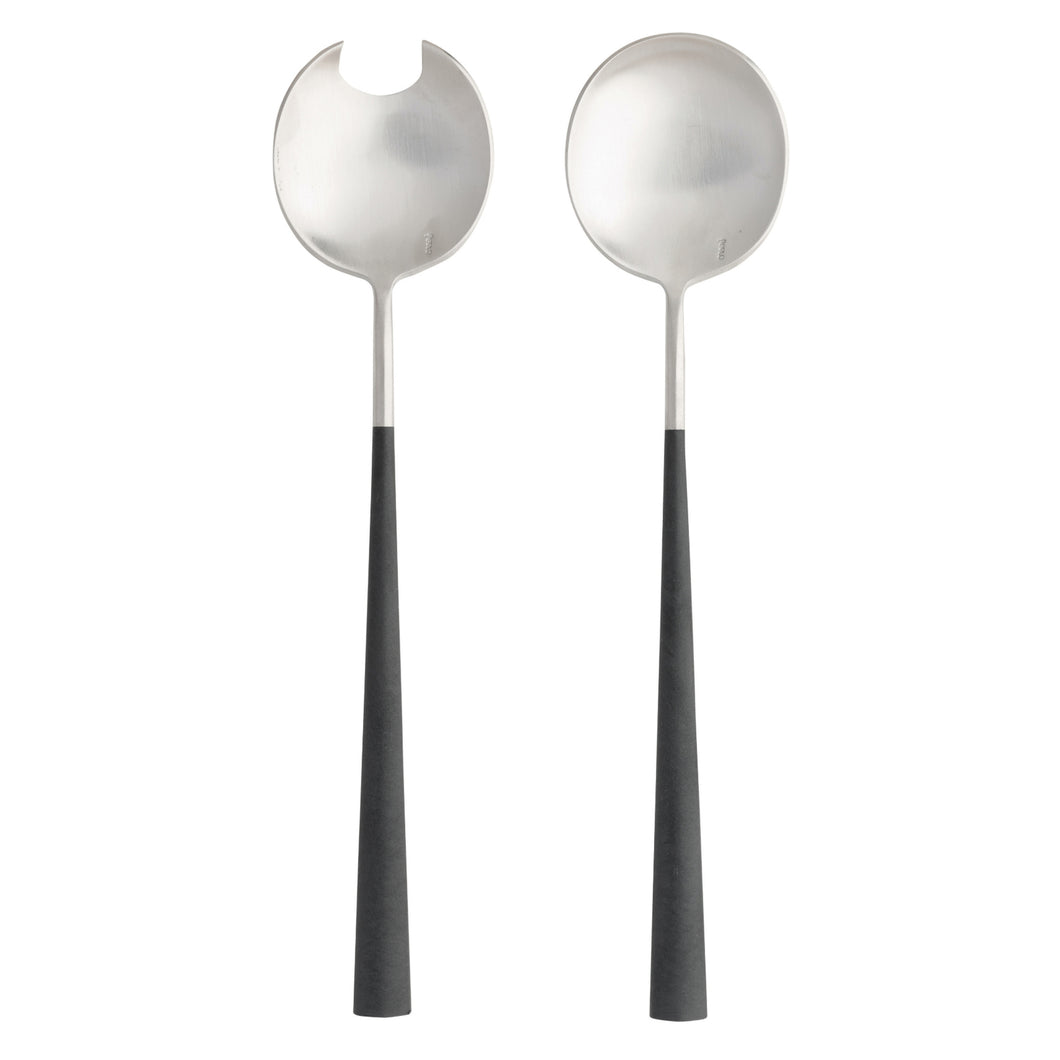 Costa Nova Mito Black Flatware Salad Serving Set