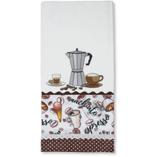 Load image into Gallery viewer, 100% Cotton Decorative Kitchen Dish Towel with Border - Made in Portugal - Café
