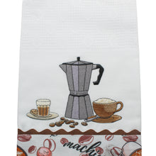 Load image into Gallery viewer, 100% Cotton Decorative Kitchen Dish Towel with Border - Made in Portugal - Café
