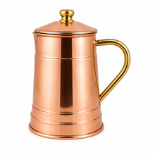 Load image into Gallery viewer, Handcrafted Portuguese Copper Coffee Pot with Tin-Lined Interior &amp; Brass Handle
