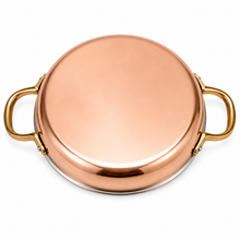 Load image into Gallery viewer, Handcrafted Portuguese Copper Pan with Stainless Steel Interior &amp; Brass Handles
