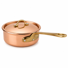 Load image into Gallery viewer, Handcrafted Portuguese Copper Saucepan with Tin-Lined Interior &amp; Brass Handle
