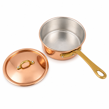 Load image into Gallery viewer, Handcrafted Portuguese Copper Saucepan with Tin-Lined Interior &amp; Brass Handle
