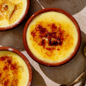 Hand-Painted Terracotta Crème Brûlée Dishes – Set of 4 Traditional Portuguese Dessert Bowls