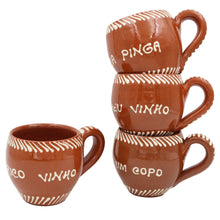 Load image into Gallery viewer, Traditional Portuguese Clay Terracotta Hand-Painted Wine Cups, Set of 4
