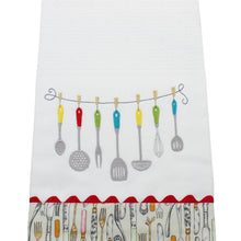 Load image into Gallery viewer, 100% Cotton Decorative Kitchen Dish Towel with Border - Made in Portugal - Cutlery
