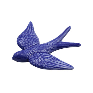 Hand-painted Portuguese Ceramic Cobalt Blue Swallow, Set of 2
