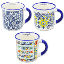 Load image into Gallery viewer, Set of Three Classic Portuguese Azulejo Ceramic Espresso Cups
