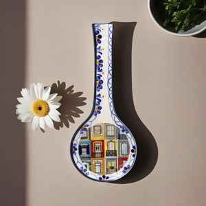 Traditional Portuguese Windows Decorative Ceramic Spoon Rest, Utensil Holder