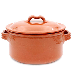 Traditional Portuguese Clay Terracotta Cazuela Cooking Pot with Lid