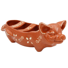 Load image into Gallery viewer, Traditional Portuguese Clay Terracotta Hand-Painted Happy Pig Sausage Roaster
