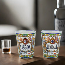 Load image into Gallery viewer, Lisbon Portugal Traditional Icons Shot Glasses, Set of 2

