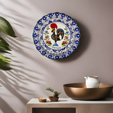 Load image into Gallery viewer, Hand-Painted Traditional Portuguese Blue Floral Rooster 11&quot; Decorative Plate
