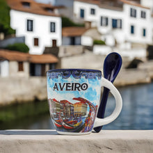 Load image into Gallery viewer, Traditional Portugal Aveiro Blue Ceramic Espresso Cup with Spoon and Gift Box
