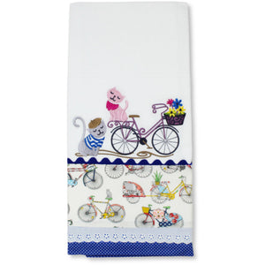 100% Cotton Decorative Kitchen Dish Towel with Border - Made in Portugal - Cats