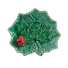 Load image into Gallery viewer, Bordallo Pinheiro Countryside Leaves Ragwort Leaf with Ladybug
