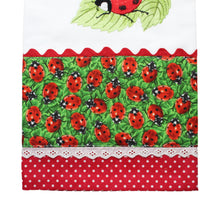 Load image into Gallery viewer, 100% Cotton Decorative Kitchen Dish Towel with Border - Made in Portugal - Ladybug
