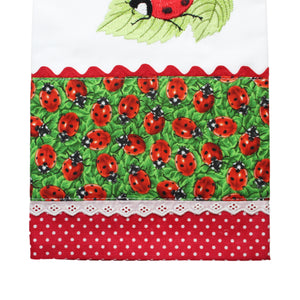 100% Cotton Decorative Kitchen Dish Towel with Border - Made in Portugal - Ladybug