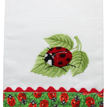 Load image into Gallery viewer, 100% Cotton Decorative Kitchen Dish Towel with Border - Made in Portugal - Ladybug
