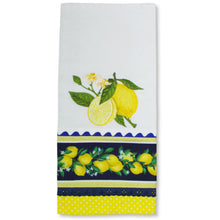 Load image into Gallery viewer, 100% Cotton Decorative Kitchen Dish Towel with Border - Made in Portugal - Lemons
