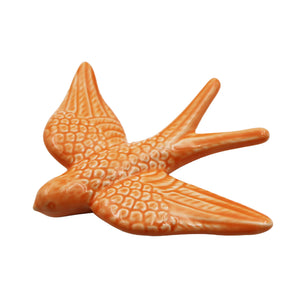 Hand-painted Portuguese Ceramic Orange Swallow, Set of 2