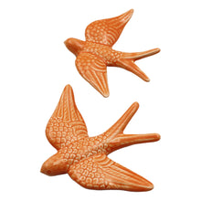 Load image into Gallery viewer, Hand-painted Portuguese Ceramic Orange Swallow, Set of 2
