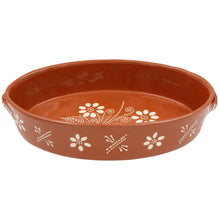 Load image into Gallery viewer, Traditional Portuguese Clay Terracotta Hand-Painted Oval Roaster, Roasting Pan
