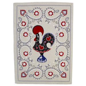 Traditional Portuguese Good Luck Rooster Cotton Kitchen Dish Towel, Set of 2