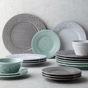 Bordallo Pinheiro Rua Nova Anthracite 4 Piece Dinnerware Set