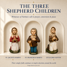 Load image into Gallery viewer, Hand-Painted Fátima Shepherd Children Statues, Set of 3 – Made in Portugal
