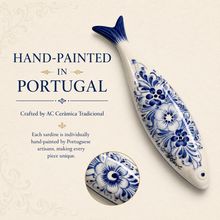Load image into Gallery viewer, Hand-Painted Portuguese Ceramic Sardine Wall Decor, Blue Floral Design
