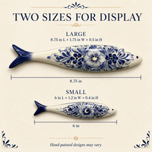 Load image into Gallery viewer, Hand-Painted Portuguese Ceramic Sardine Wall Decor, Blue Floral Design
