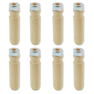 Set of 8 Wooden Foosball Handles for Portuguese Tables, Smooth