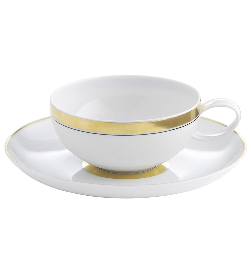 Vista Alegre Domo Gold Porcelain Tea Cup & Saucer - Set of 4