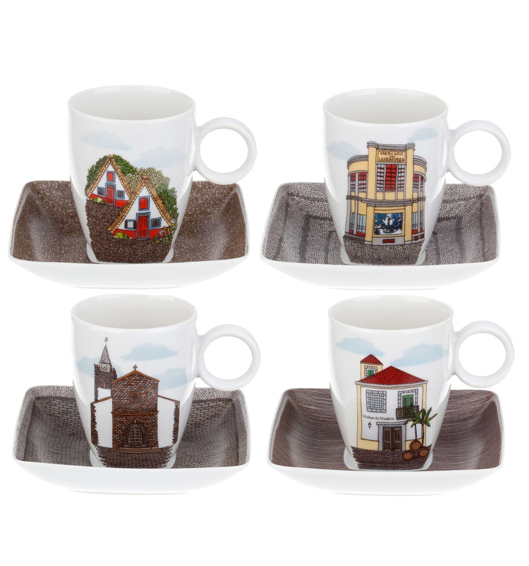 Vista Alegre Soul of Madeira Coffee Cups and Saucers, Set of 4