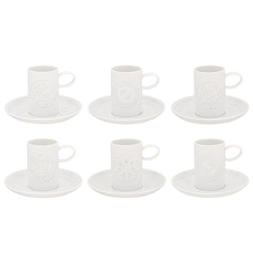 Vista Alegre Ornament Coffee Cup & Saucer, Set of 6