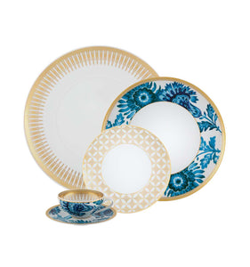 Vista Alegre Porcelain Gold Exotic 5 Piece Dinnerware Set