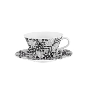 Vista Alegre Portuguese Cobblestone Tea Cups & Saucers, Set of 2