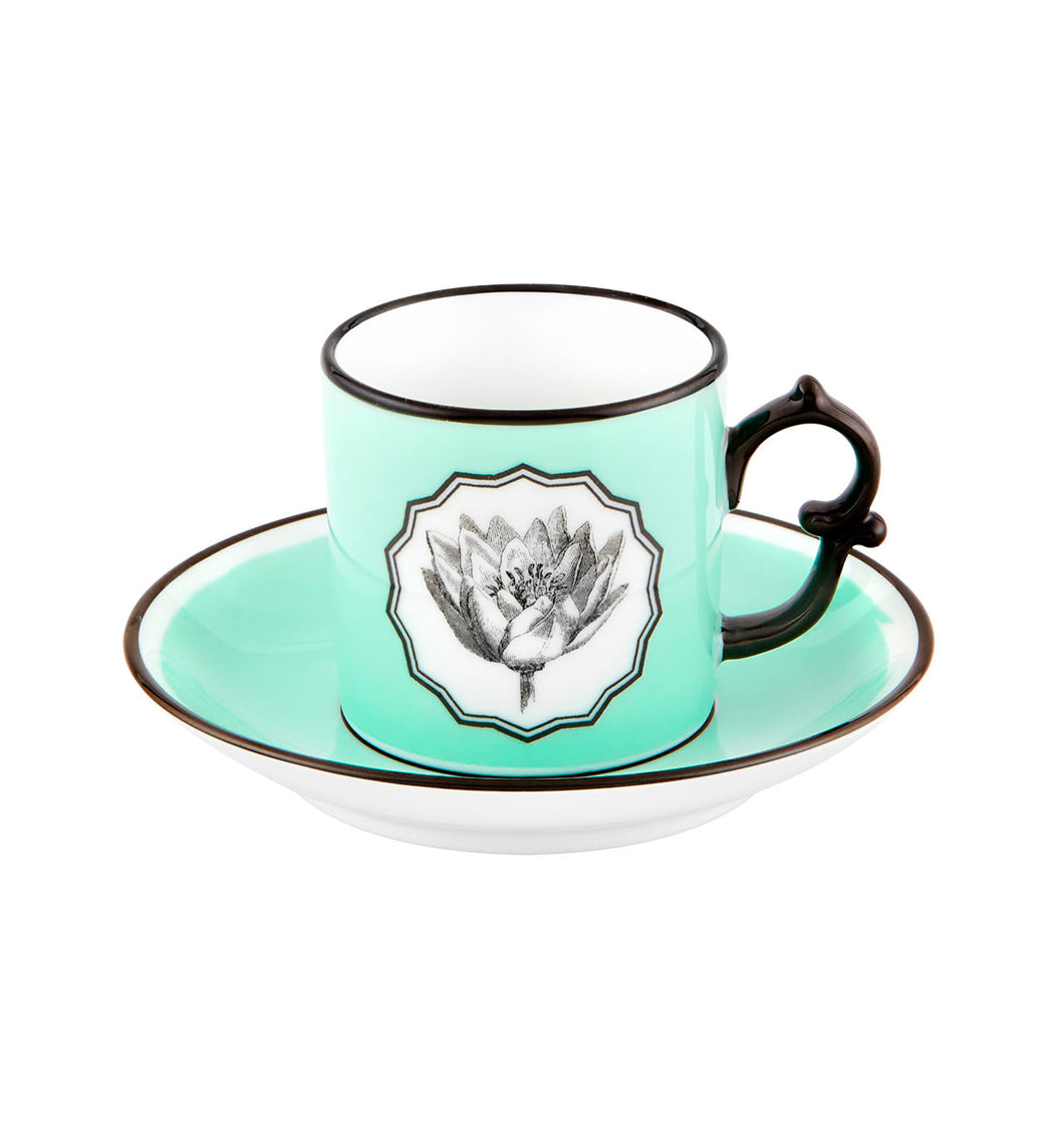 Vista Alegre Herbariae Green Coffee Cup and Saucer