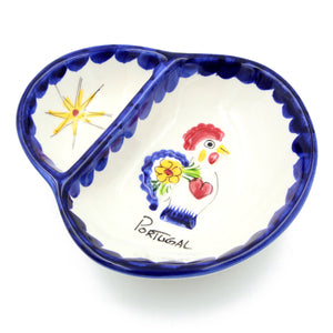Hand-painted Traditional Portuguese Blue Rooster with Star Ceramic Olive Dish