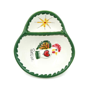 Hand-painted Traditional Portuguese Green Rooster with Star Ceramic Olive Dish