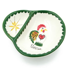 Load image into Gallery viewer, Hand-painted Traditional Portuguese Green Rooster with Star Ceramic Olive Dish

