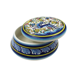 Coimbra Ceramics Hand-painted Decorative Round Box with Lid XVII Cent Recreation #116-1 1700